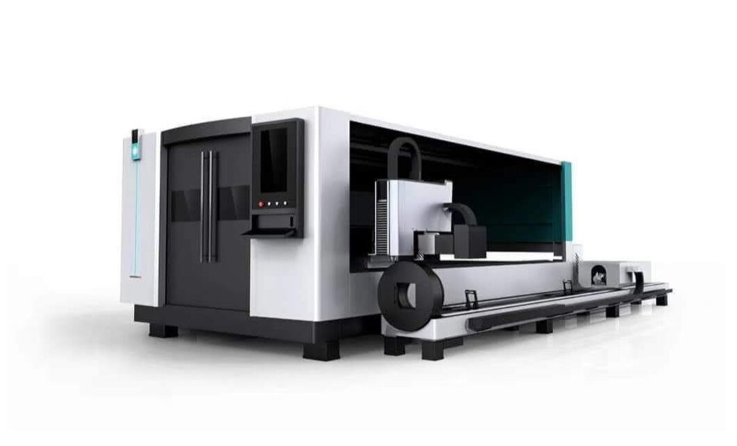 Laser cutting machine cutting metal sheet